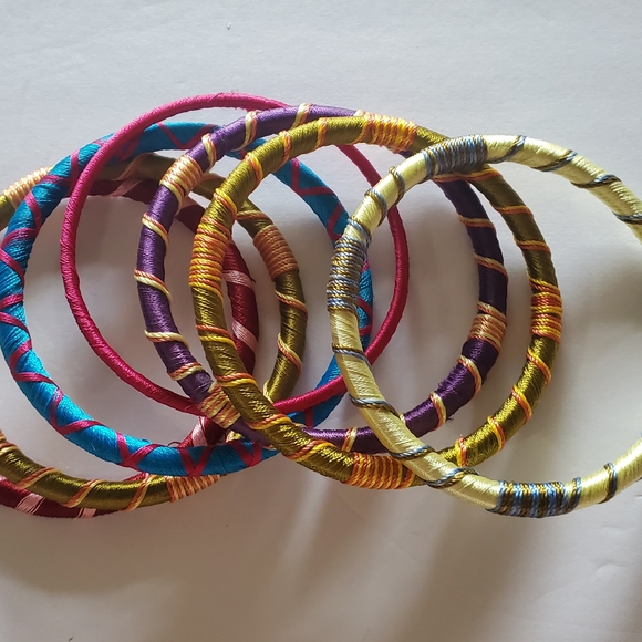 Colorful Silk Thread Bangles Set - Picture 3 of 5